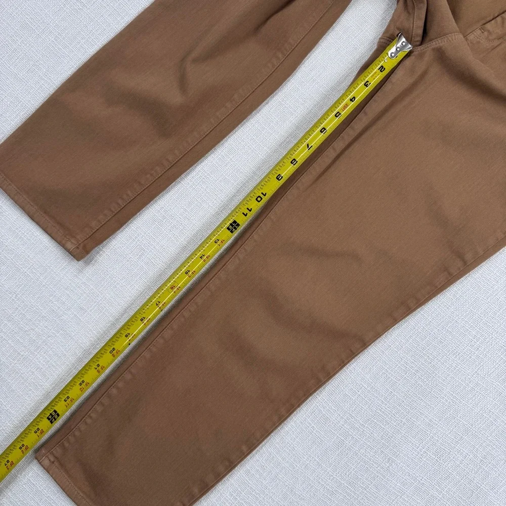 Chicos So Slimming Girlfriend Ankle Pants Brown Petite 1P‎ Cotton Blend Stretch
